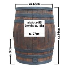 Regentonne Eichenfass 450L zzgl. Fallrohrfilter T33 / T50 - Auswahl