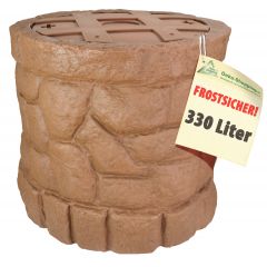 Regentonne MÄRCHENBRUNNEN sand-stein 330l zzgl. Befüll- und Entnahme-Set - Auswahl